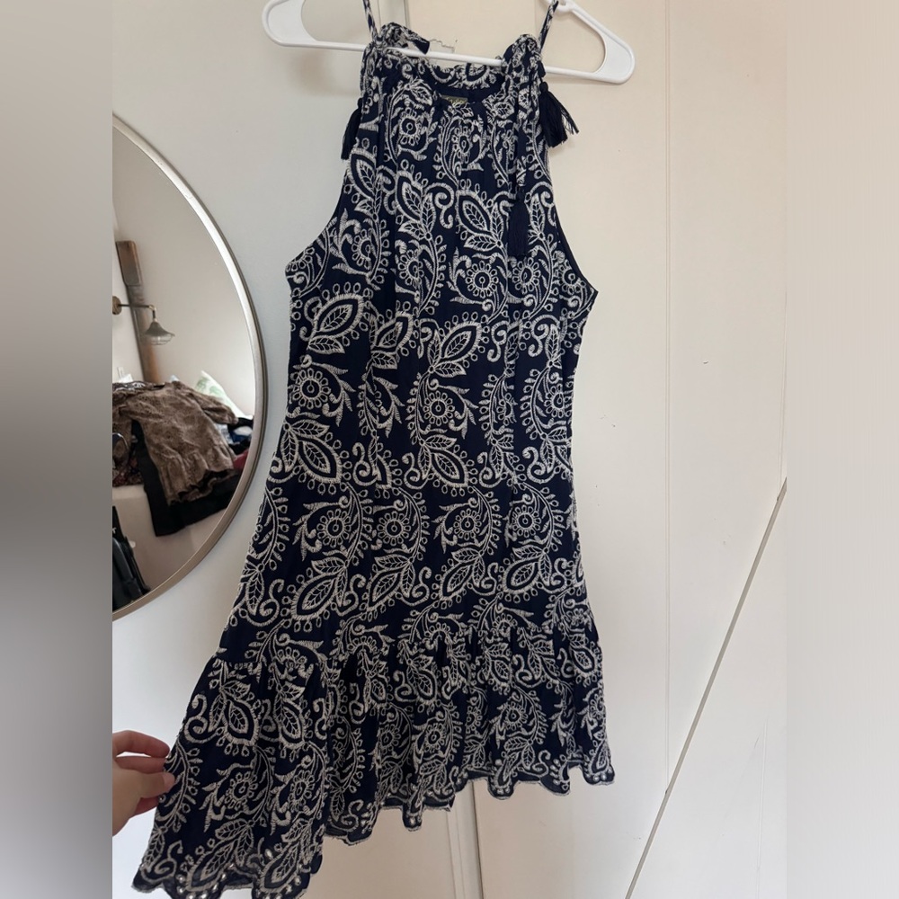 Printed blue and white sundress